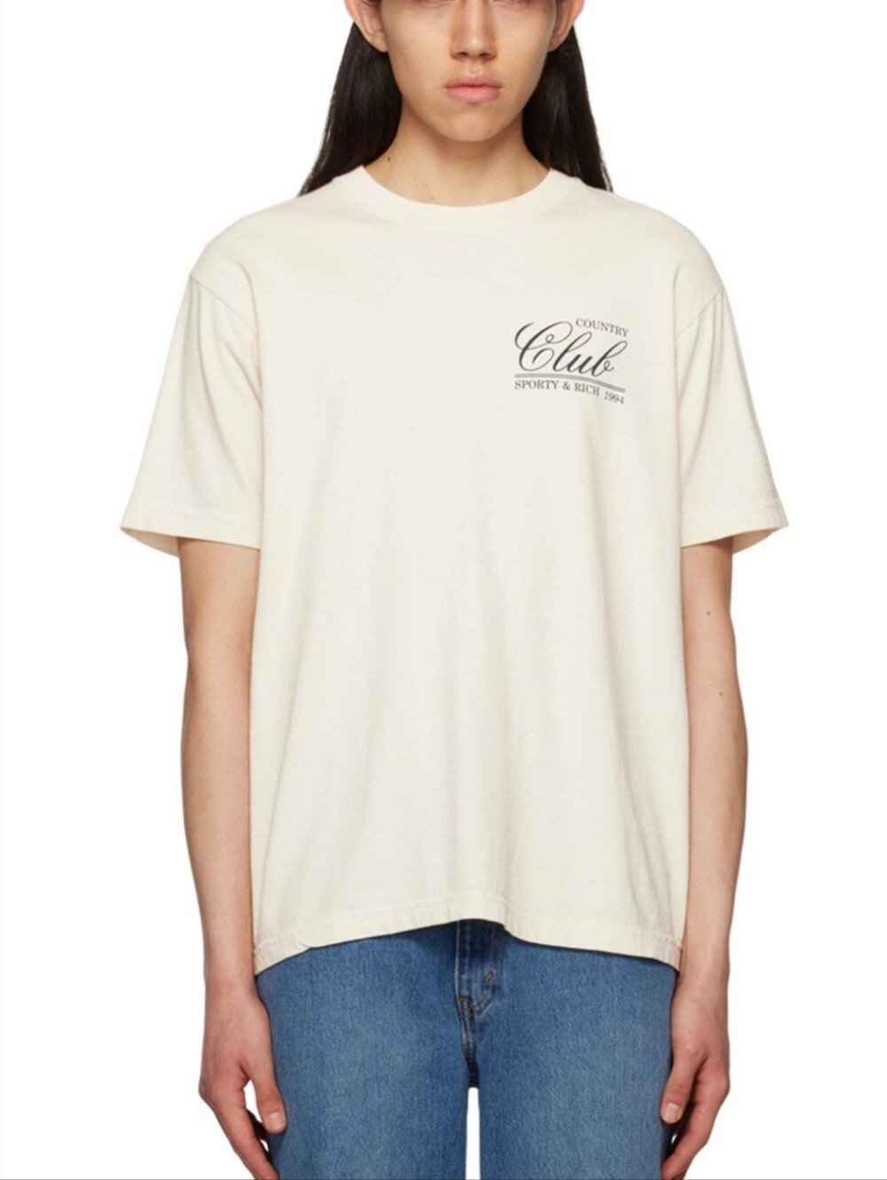 Sporty & Rich Men's Short Sleeve Crewneck T-Shirt in Off-White